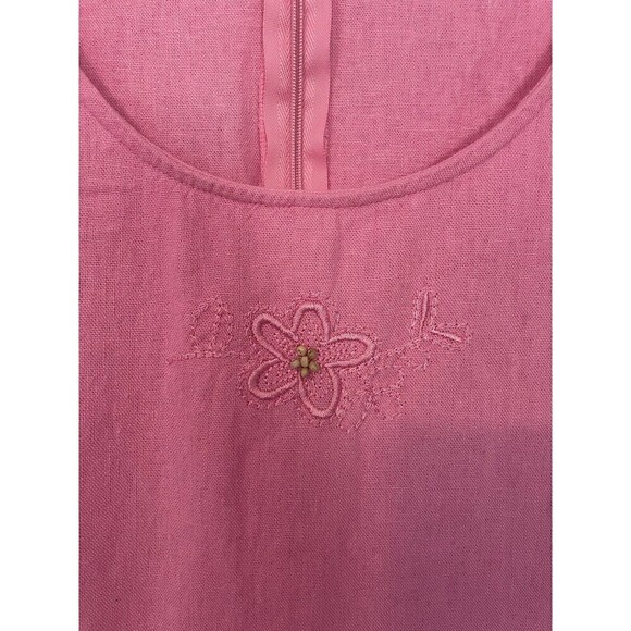 Vintage 2 Piece Linen Dress Set Sz L Dress With Short Sleeve Jacket Embroidered - Picture 7 of 16